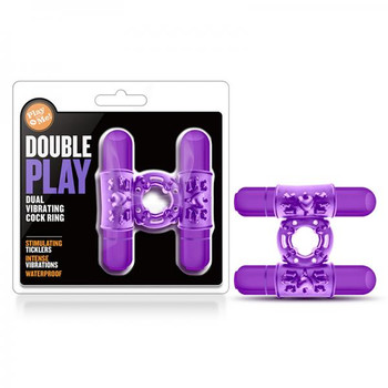 Play With Me - Double Play - Dual Vibrating Erection ring - Purple by Blush Novelties
