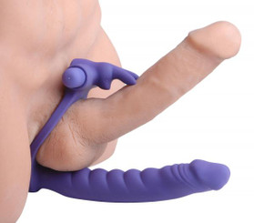 Double Delight Dual Penetration Vibrating Rabbit C Ring by XR Brands