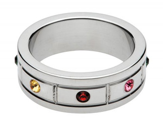 Multi-Colored Gem Accented Cock Ring 1.95 Inches