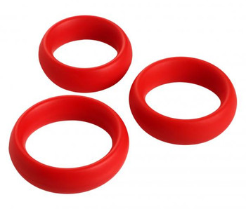 3 Piece Silicone C Ring Set - Red Mens Sex Toys