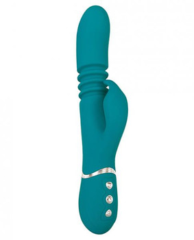 Eves Rechargeable Thrusting Rabbit Vibrator Green Adult Toys