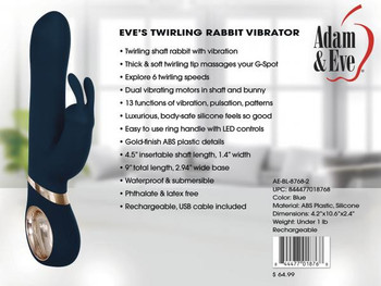 Adam & Eve Eves Twirling Rabbit Vibrator Best Sex Toy