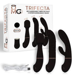 Trifecta Vibrator with 3 Interchangeable Heads Black by Doctor Love