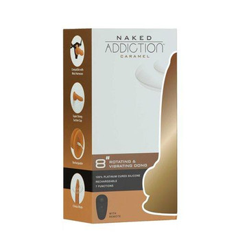 Naked Addiction 8in Rotating & Vibrating Dong Caramel Adult Sex Toy
