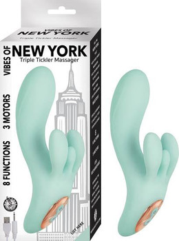 Vibes Of New York Triple Tickler Massager Aqua Adult Toys
