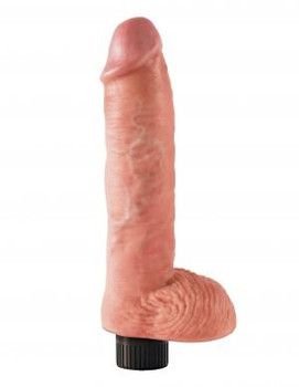 King Penis 10 inches Vibrating Penis with Balls Beige by Pipedream Products