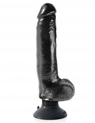 King Cock 9 Inches Vibrating Dildo with Balls Black Sex Toy