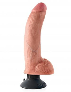 King Cock 9 Inches Dildo with Balls Vibrating Beige Sex Toys