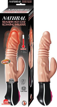 Natural Realskin Hot Penis Rotating Thruster Vibrator by NassToys
