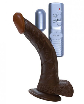 All American Whopper 8 inches Curved Vibrating Dong, Balls Brown Best Sex Toy