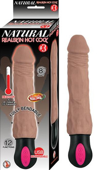 Natural Realskin Hot Penis #3 Brown Vibrating Dildo by NassToys