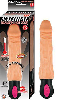 Natural Realskin Hot Cock #3 8 inches Beige Adult Toy
