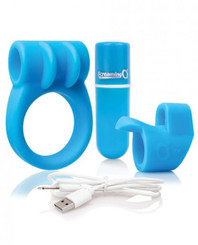 Screaming O Charged Combo #1 C Ring & Finger Sleeve Blue Best Sex Toys