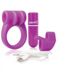 Screaming O Charged Combo Kit #1 C Ring & Finger Sleeve Purple Sex Toy