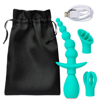 Cloud 9 Health & Wellness Anal Clitoral & Nipple Massager Kit Teal Sex Toy
