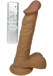 Real Skin Latin American Whoppers Vibrating Dong With Balls 8 Inch - Brown by NassToys