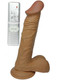 Real Skin Latin American Whoppers Vibrating Dong With Balls 8 Inch - Brown by NassToys
