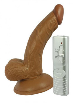Latin American Mini Whopper 5 inches Curved Vibrating Dong, Ball Brown Adult Toys