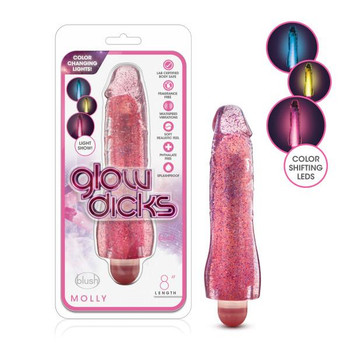 Glow Dildos Molly Glitter Vibrator Pink by Blush Novelties