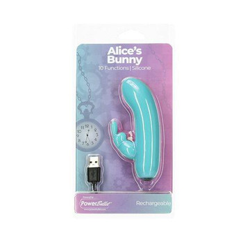 Power Bullet Alices Bunny 4in 10 Function Bullet Teal Adult Sex Toys