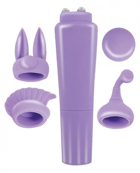 Intense Clit Teaser Kit Purple Mini Massager with 4 Heads by NassToys
