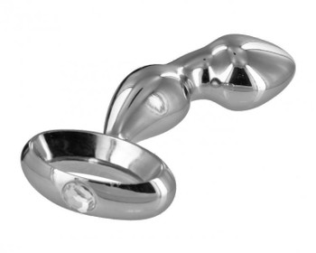 Jeweled Prostate Steel Anal Plug- Chrome Adult Sex Toy