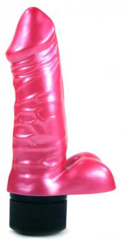 Pearl Shine Realistic Vibrator with Balls Pink Best Sex Toy