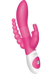 The Beaded DP Rabbit Vibrator Hot Pink Best Sex Toys
