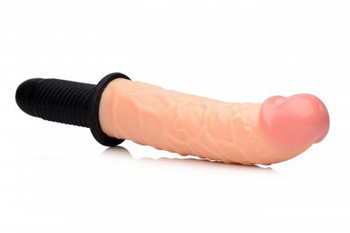 The Curved Dicktator Vibrating Giant Dildo Thruster Beige Best Sex Toys