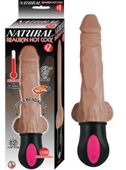 Natural Realskin Hot Penis 2 Brown Vibrating Dildo by NassToys