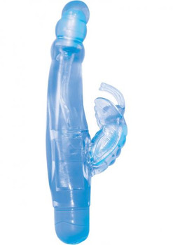 Light Up Orgasmic Gels Sensuous Butterfly Vibrator Waterproof Blue 7 Inch Best Sex Toy