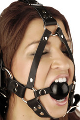 Leather Ball Gag Harness Adult Sex Toys