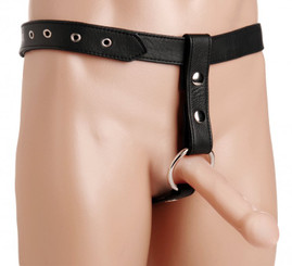 Leather Butt Plug Harness with Cock Ring