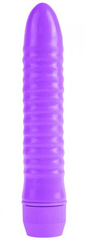 Neon Ribbed Rocket Purple Vibrator Adult Sex Toy