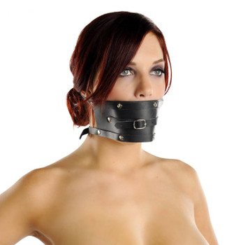 Leather Mouth Gag with Rubber Ball Adult Toy