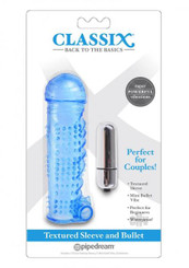 Classix Textured Sleeve & Mini Bullet Vibrator Blue Adult Sex Toy