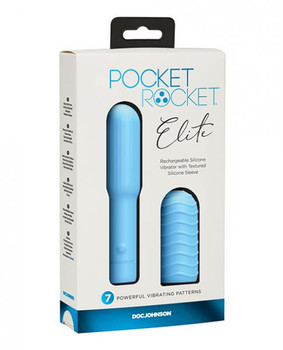 Pocket Rocket Elite Rechargeable W/removable Sleeve - Sky Blue Adult Toys