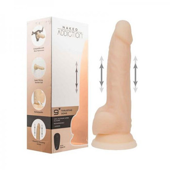 Naked Addiction Thrusting Dong With Remote 9 In. Vanilla Best Sex Toy