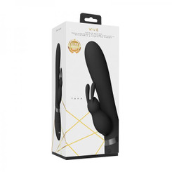 Vive - Taka Rechargeable Auto-inflatable Triple-motor Silicone Rabbit - Black Adult Sex Toy
