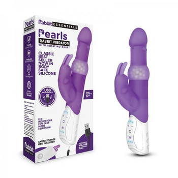 Rabbit Essentials Pearls Rabbit Vibrator Purple Adult Sex Toys
