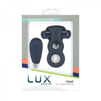 Lux Active Triad 4.5 In. Vibrating Dual Ring Silicone Black Sex Toy