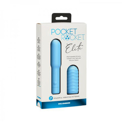 Pocket Rocket Elite Rechargeable Bullet With Removable Sleeve Sky Blue by Doc Johnson