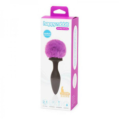 Happy Rabbit Rechargeable Vibrating Butt Plug With Interchangeable Gem And Purple Puff Medium Adult Sex Toy