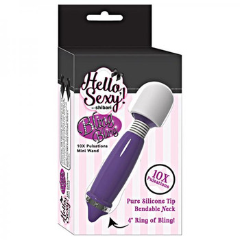 Hello Sexy Bling Mini Wand Rechargeable 10x Purple Best Adult Toys