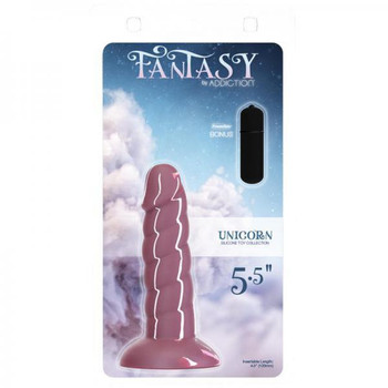 Addiction Unicorn Fantasy Dong 5.5 In. Pink With Powerbullet Sex Toy
