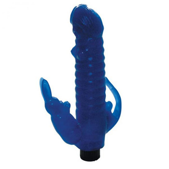 Ribbed Bunny Vibrator With Anal Tickler (blue) Adult Sex Toy