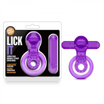 Play With Me - Lick It - Vibrating Double Strap Erection ring - Purple by Blush