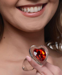 Red Heart Gem Glass Anal Plug - Small by Booty Sparks
