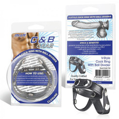 C & B Gear V-Style Erection Ring with Ball Divider Black by Electric Eel