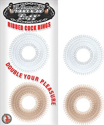 Mack Tuff Ribbed Penis Rings Clear/Smoke 2 Pack by NassToys